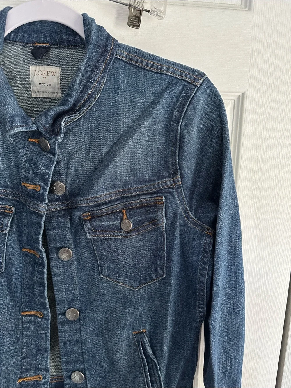 J. Crew Women's Blue Denim Jacket with Button Front